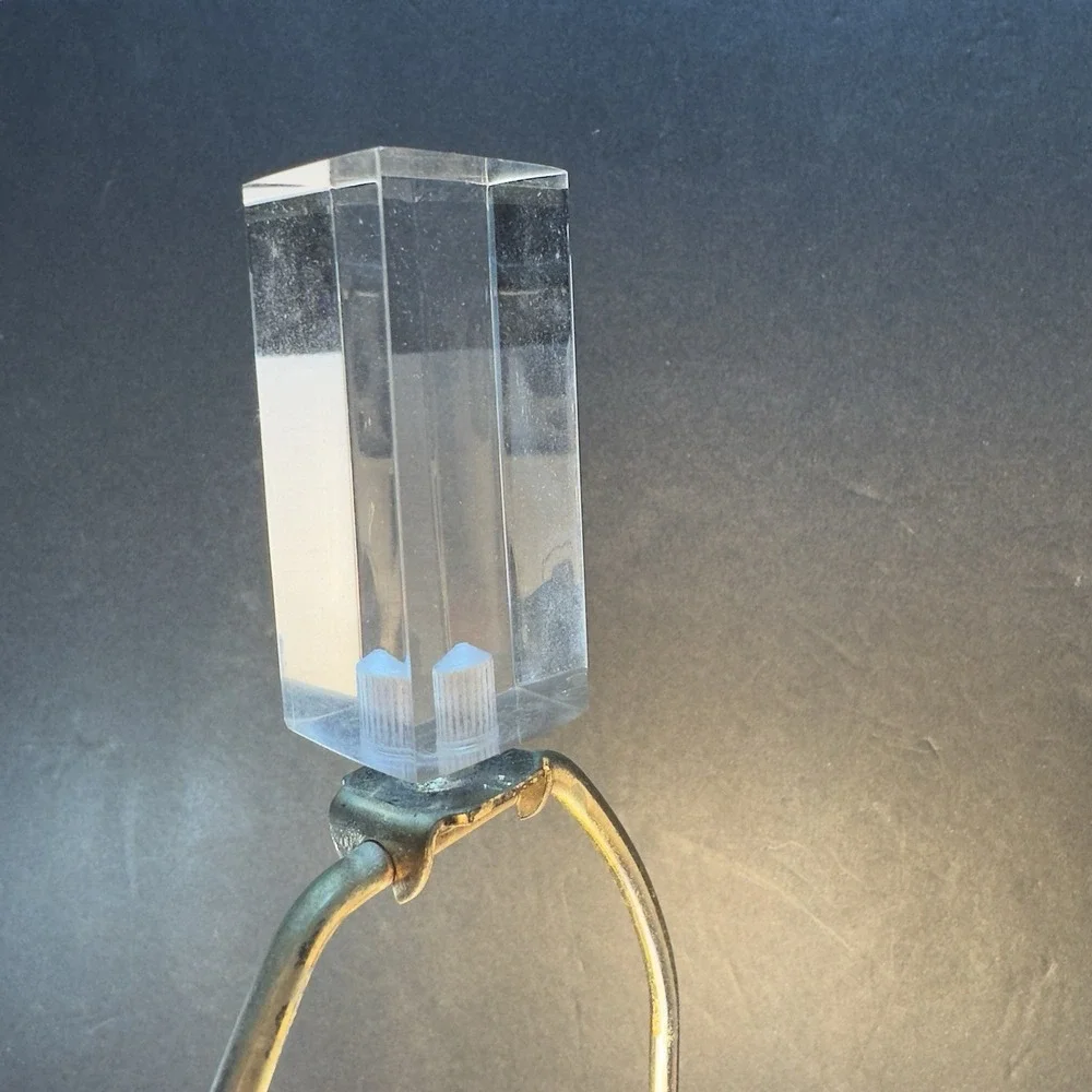 Pair Lucite Table Lamps 2 Lights Vtg Waterfall Clear Art Deco MCM 27